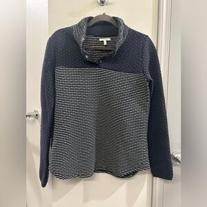 Maurice’s Snap Front Sweater Women’s Medium Navy Stripes
